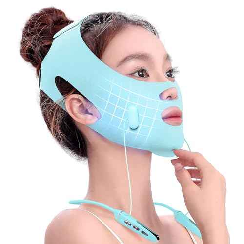 Face Belts with Adjustable Straps,Double Chin Reducer and Face Lift Device with 4 Modes and 5 Gear Adjustable Intensities,Double Chin Machine for V-face