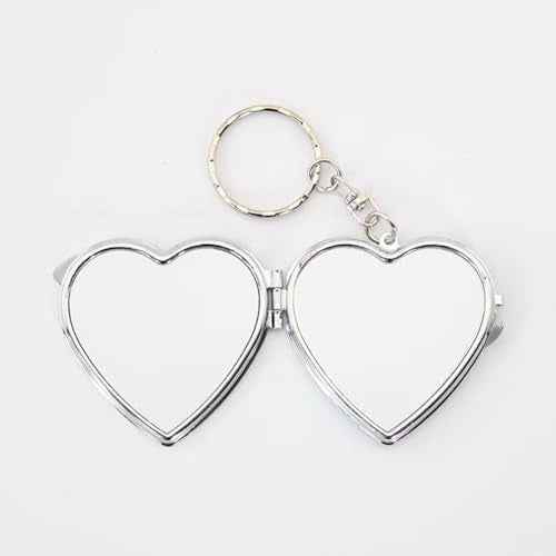 6 Pcs Sublimation Blank Pocket Makeup Mirror Keychains Double Sided Blank Compact Mirror Cosmetic Mirror Key Chain