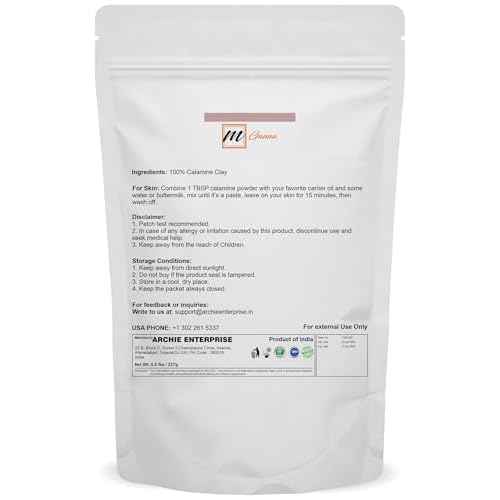 100% Natural Calamine Clay Powder for Hair Masks, Scrubs, Lotion and Soap Making 0.5 LBS / 227 GMS