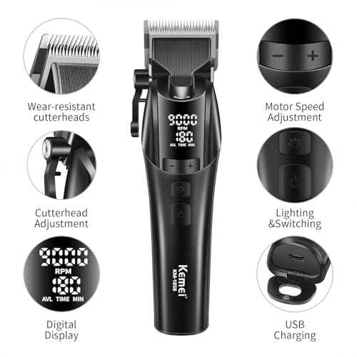 KEMEI Professional Hair Clippers for Men, Cordless Hair Cutting Kits£¬Rechargeable Hair & Beard Trimmer Barber Clippers, KM-1858