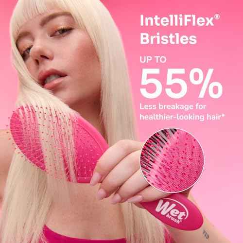 Wet Brush Detangling Brush, Original Detangler (Pink & Purple, 2 Pack), Wet & Dry Tangle-Free Hair Brush for Women & Men, No Tangle, Soft and Flexible Bristles for Straight, Curly and Thick Hair