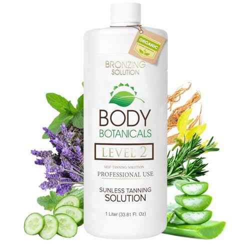 Professional Sunless Tanning Spray Tan Solution, Organic Essential Oils, Airbrush Formula, 33.8 Fl Oz. (Level 2 (10% DHA))