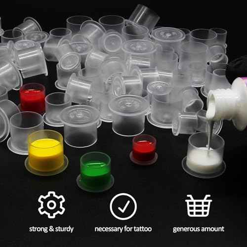 1000pcs Tattoo Ink Cups - Rayyl Tattoo Ink Cups with Base #11mm Clear Plastic Pigment Cups Disposable Tattoo Ink Caps Cups Container Cups for Tattoo Ink and Pigment... (1000pcs-11mm)¡¦
