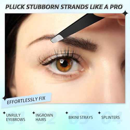 Mudder 12 Pcs Eyebrow Tweezers Set for Facial Hair Stainless Steel Slanted Tip Tweezers in Bulk for Men and Women (Black)