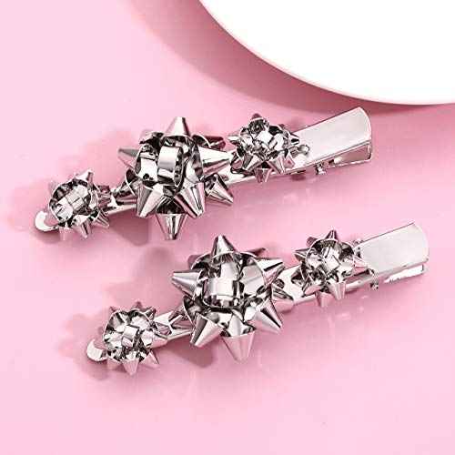 Christmas Hair Clip Hairpin Set Christmas Gift Bow Rhinestone Snowflake Hair Barrette Hair Accessories Xmas Holiday Party Alligator Hair Clips For Woman (silver)