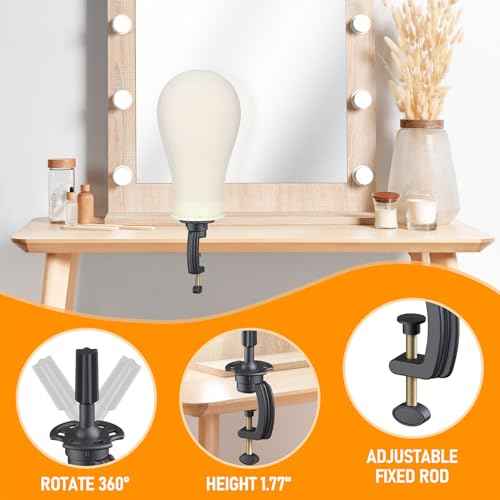 Wig Stand with Head, Height Adjustable Wig Stand, Wig Head Stand with Mannequin Head with Extra Wig head Clamp Stand