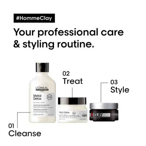L'Or?al Professionnel Paris Men¡¯s Styling Clay - For All Hair Types, Provides Strong Hold and Matte Finish