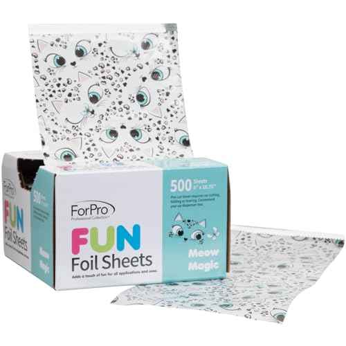ForPro Professional Collection FUN Meow Magic 5Foil Sheets, Aluminum Foil, Pop-Up Foil Dispenser, Hair Foils for Color Application and Highlighting Services, Food Safe, 5" W x 10.75" L, 500-Count