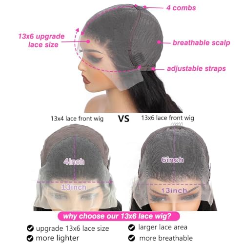 22 Inch Deep Wave Lace Front Wigs Human Hair 200% Density 13x6 HD Lace Frontal Wigs Human Hair Pre Plucked with Baby Hair Deep Curly Wigs for Black Women Natural Color