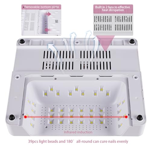 Biutee Nail Dust Collector 5 in 1 80W Nail Vacuum Dust Collector Extractor Professional 30000rpm Electric Nail Drill Machine with 48W/96W UV LED Nail Lamp Nail Art Tool With LED Light