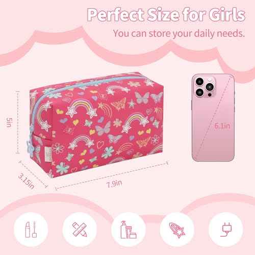 Small Travel Makeup Bag, Birthday Gifts for for Girls 4 5 6 7 8 9 10 11 12 13 14 15 16 Years Old, Cute Cosmetic Bag Make Up Pouch Organizer Toiletry Bag, Gift Trendy Stuff for Teen Teen Girl Friend