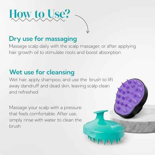 HEETA Hair Scalp Massager Shampoo Brush 2 Pack, Soft Silicone Bristles to Remove Dandruff, Waterproof Hair Scrubber for Both Wet Dry Use, Suitable for Men & Women (Green & Black)