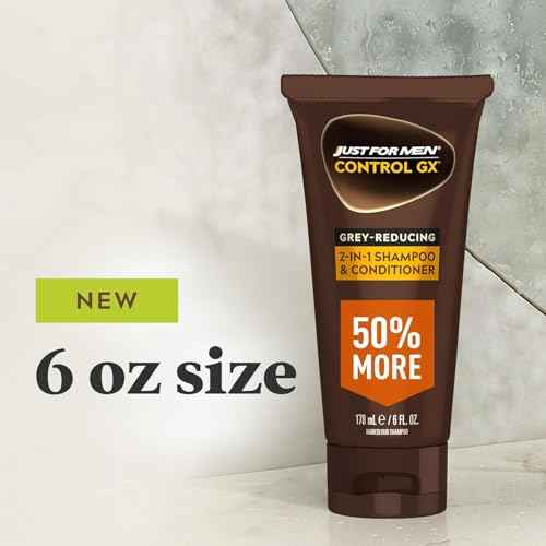 Just for Men Control GX Grey Reducing 2-in-1 Shampoo and Conditioner, Gradual Hair Color with Keratin for Stronger Thicker and Healthier Looking Hair, 6 Fl Oz - Pack of 1