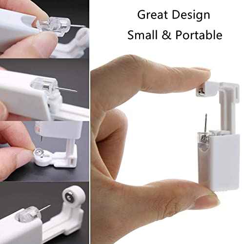 Ear Piercing Kit - 4 Pack Disposable Self Piercing Gun with 5mm Silver Earring Studs
