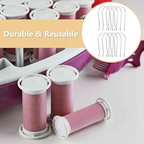 20pcs Hot Roller Pins,Hot Roller Clips for Electric Rollers,1.5 In Hots Curler Clips Replacement Kit,Portable Electric Curler Clip Fits Most Sized Rollers Curlers,Purple