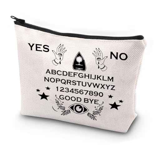 JYTAPP Makeup Bag Board Planchette Canvas Cosmetic Bag Spirit Board Art Zipper Pouch Spirit Board Witchcraft Occult Gift (beige 2)
