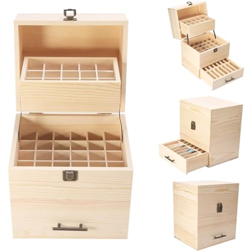 Essential Oil Storage Box Wooden Essential Oils Display Organizer Stand Holder for 15 ml Bottles Nail Polish Collection. (59 slots)