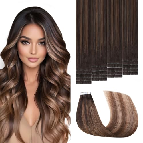 3rd-Generation Pro3.0 Invisible Tape in Hair Extensions Human Hair #2/6/18 Dark Brown to Dirty Blonde 20pcs 40g 18inch Insert Hand-Tied Remy Invisi Edge Tape ins Extensions£¨#2/6/18-18inch£©