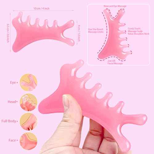 WOLAIYE 4-in-1 Massage Comb, Gua Sha Tool, Neck Body Face Eye Massager Tool for Jaw Lifting Lymphatic Drainage Nose Sculpting Stress Relief Home Office Care Gifts