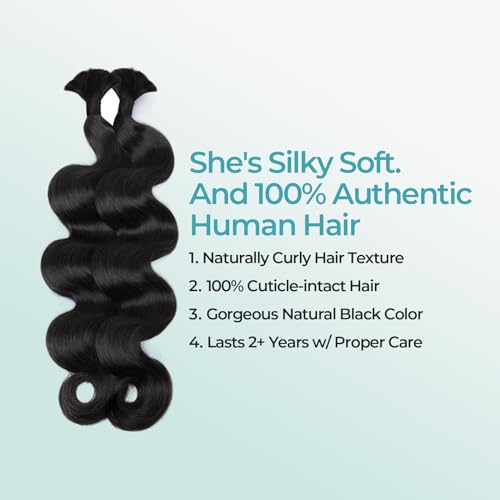 Body Wave Boho Human Hair Color 30 Auburn for Braids Braiding Bohemian Knotless Bulk No Weft 2 Bundles 100g 22 Inch - Easy to Install for Salon/Home/Beginners