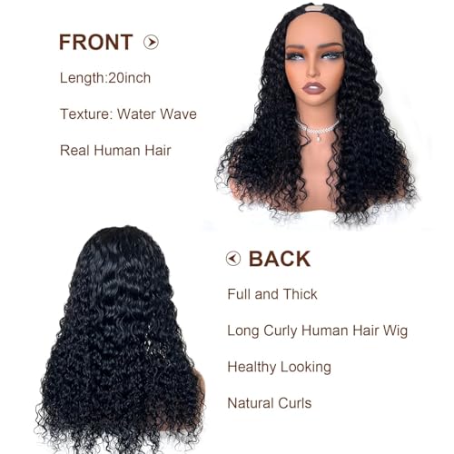 V Part Wig Human Hair curly Upgrade U Part Wig for Black Women Kinky curly Glueless Clip In Half Wig No Leave Out Wigs 180% Natural Color 20inch