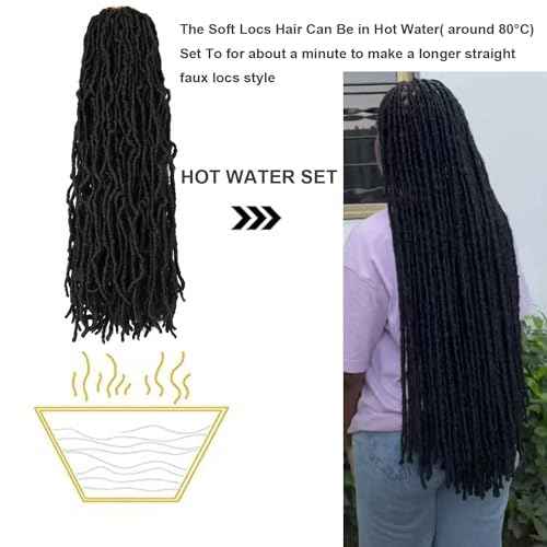 7 Packs Faux Locs Crochet Hair 30 Inch Soft Locs for Distressed Locs Butterfly Locs Crochet Hair for Women (30 Inch(Pack of 7), 1B)