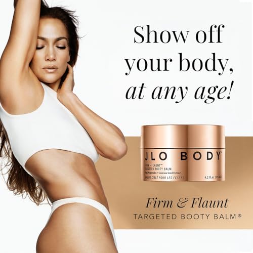 JLO BEAUTY Booty Balm, Skin Firming Cream for Butt, Hips, Thighs & Arms, Enriched with Hyaluronic Acid, Shea Butter, Avocado, and Squalane, Firm + Flaunt Targeted Body Moisturizer for Women, 4.2 Oz