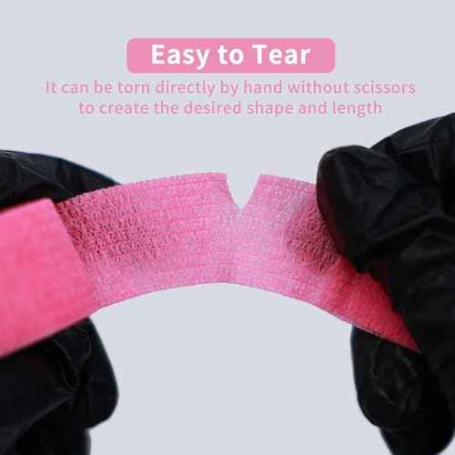 EZ Tattoo Grip Tape - 24PCS (1inch x 5 Yard) Pink Self Adhesive Bandage for Wrist & Ankle Sprain Swelling, Disposable Roll Tattoo Grip Tube Tape for Tattoo Machine and Tattoo Supplies Pet Bandage
