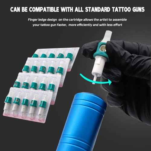 Tattoo Cartridge Needles 40Pcs Disposable Standard Tattoo Needles Kit Mixed Size Tattoo Cartridges with Membrane and Finger Ledge 1003RL 1205RL 1207RL 1209RL 1207RS 1209RM 1215RM 1211M1