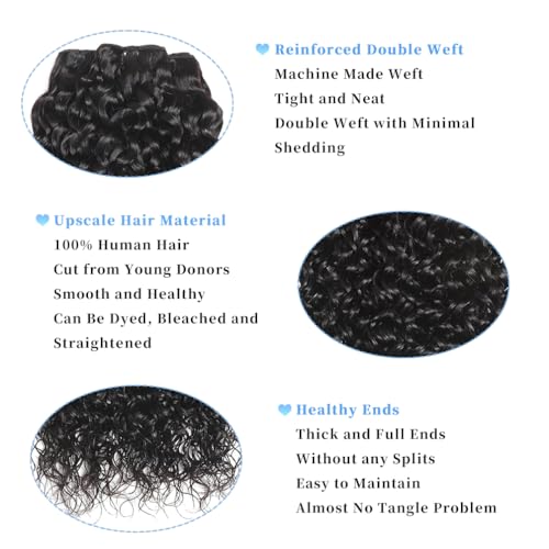 Water Wave Human Hair Bundles 20 22 24 Inch 12A Burmese Deerp Curly Bundles Human Hair 100% Unprocessed Wet and Wavy 3PC Bundles Human Hair Extensions Natural Black