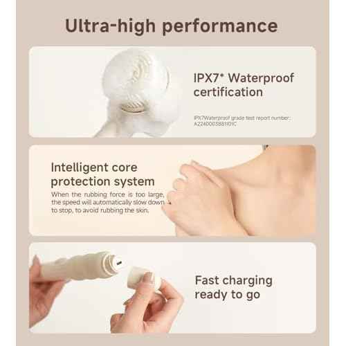 Electric Body Scrubber Bath Brush- for Exfoliating and Massage, IPX7 Waterproof for Showering, Cordless and Rechargeable, Spinning Skin Cleansing Brush with 5 Attachments