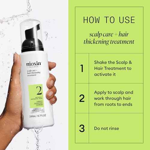 Nioxin System 2 Scalp Care + Hair Thickening Leave-In Treatment | For Natural Hair with Progressed Thinning | Boost Hair Density & Strengthen Against Breakage with Niacinamide & Biotin