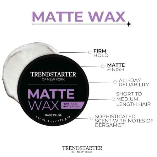 TRENDSTARTER - MATTE WAX (4oz) - Firm Hold - Matte Finish - Water Based All-Day Hold Hair Styling Pomade ? Flake-Free Styling Wax for All Hair Types