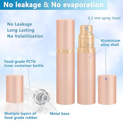 Travel Refillable Perfume Atomizer Bottle 5ml Leakproof Travel Perfume Refillable Bottle, Perfume Atomizer (Rose Gold)