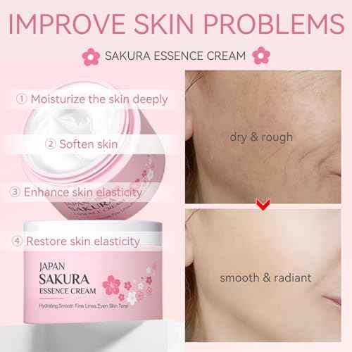 Skincare Set Sakura Teen Girls Gifts - Skin Care Set - Skincare for Teens 10-12 Hydrating - Travel Size Facial Kit for Women with Cleanser,Serum,Cream,Bunny Headband,Cleansing Brush£¨5pcs£©