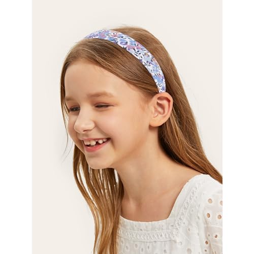 YISSION 7PCS Cute Headbands Set for Girls Women, Non Slip Pearl Headband Floral Head Bands Padded Hairbands, Purple White Headband, Hair Accessories for Girls Women