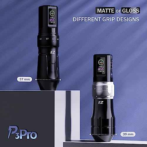 EZ P3 Pro Tattoo Machine - 6 Adjustable Strokes 2.0, 2.4, 2.8, 3.3, 3.7, 4.2mm Tattoo Machine Pen with OLED Display 1600mAh Power Tattoo Gun (Matte Gray£©