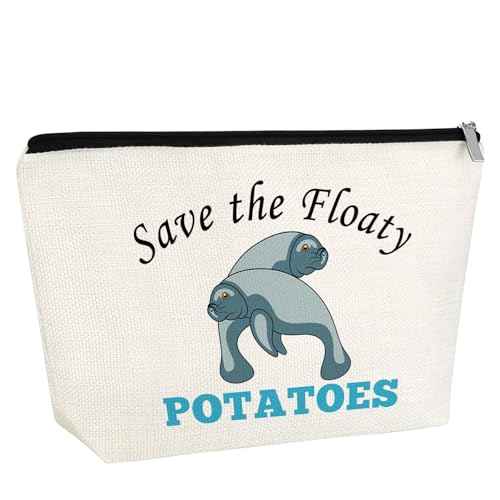 Funny Manatee Gift Manatee Lover Gift for Women Manatee Makeup Bag Sea Animal Lover Gift Friendship Gifts for Manatee Mom Friends Birthday Christmas Gift for Sister Besties Travel Cosmetic Pouch