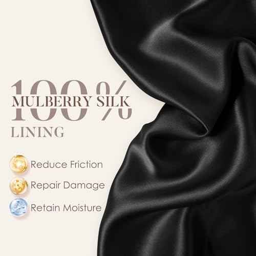 LULUSILK Mulberry Silk Lined Sleep Cap, No More Frizzy Tangled Hair, Stay On All Night Silk Hair Wrap for Sleeping with Adjustable Strap, Silk Bonnet for Women and Men, Bijou Blue, Pack of 1