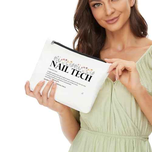 Inspirational Nail Tech Definition Cosmetic Bag, Nail Tech Gifts Makeup Bag, Nail Tech Must Haves, Nail Tech Supplies, Birthday Appreciation Gifts for Women Female Nail Technician Nail Artist