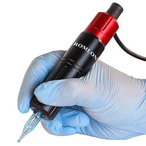 Rotary Tattoo Machine Pen with Motor and Aircraft Aluminum Alloy Carved Long Tattoo Machine Gun for Beginner Tattoo Artists