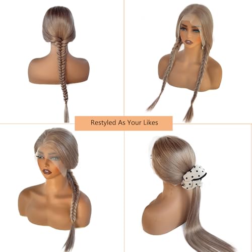 Ash Blonde Wig Human Hair 180% Density 13x6 Champagne Blonde HD Lace Front Wigs Human Hair Pre Plucked with Baby Hair,Virgin Human Hair Wig Blonde 13x6 Lace Frontal Wigs 16Inch