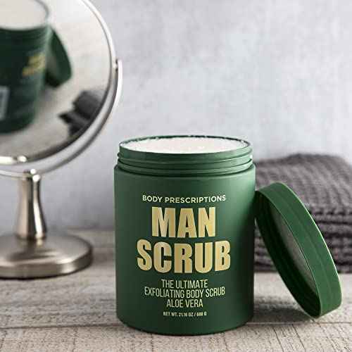 Body Prescriptions Men¡¯s Exfoliating Body Scrub ? Ultimate Skin Cleansing Wash in Jar with Twist-Top Lid, For All Skin Types, 21 Ounce (Pack of 4), Combo Pack