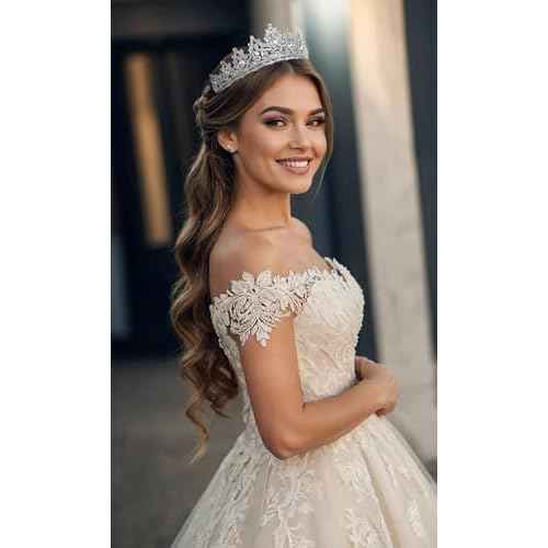 WOVOWOVO Princess Crown Queen Birthday Tiara for Women Girls, Silver Crystal Tiaras and Crowns Headband Hair Accessories for Bride Wedding Halloween Costume Party Prom Christmas Gifts
