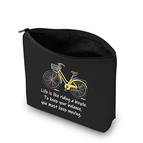 MBMSO Bicycle Gift Cosmetic Bag Bicycle Makeup Bag Life is Like Riding a Bicycle Zipper Bag Cyclist Gift Cycling Toiletry Bag