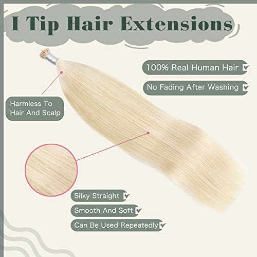 Sixstarhair Blonde I Tip Hair Extensions - Real Human Hair, Ash Blonde, Silky Straight Keratin, 22 Inch, 50g, 50 Strands
