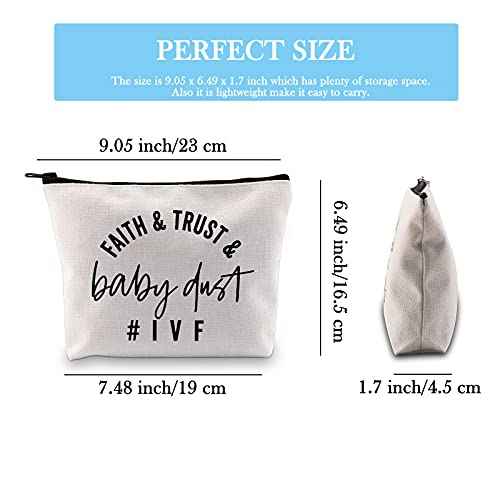GJTIM IVF Warrior Makeup Bag Faith Trust and Baby Dust IVF IUI Transfer Day Gift Inspirational Infertility Gift (Faith Trust Baby Dust Bag)