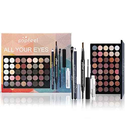 FantasyDay All in One Starter Cosmetics Set - 40 Color Eyeshadow Palette, Makeup Brushes, Brow Pencil, Mascara - Women & Teens Gift Set