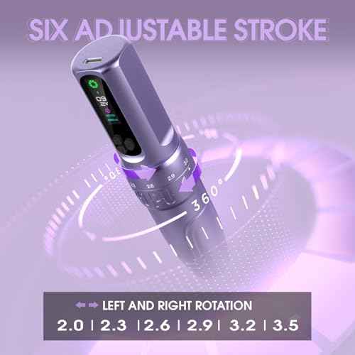 Wireless Tattoo Machine 2.0-3.5mm 6 Strokes Gun Pen with Brushless Motor 1600mAh Battery for SMP Tattoo Eyebrows Lip Hairstrokes Brow Professional Tattoo Artist Supply Rose Golden (DIVA) 180g