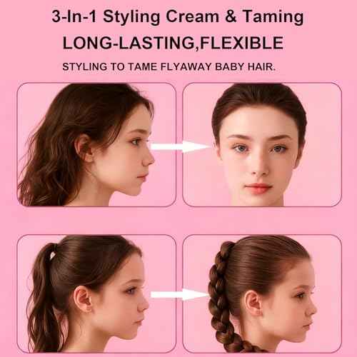 Hair Cactus Fruit 3-in-1 Hair Styling Cream & Flyaway Taming Wand ? Sleek Finish, Frizz Control, Edge Smoothing & Hair Shine | Natural Oils Formula | Lightweight, Non-Greasy, Travel Size Styling Stick
